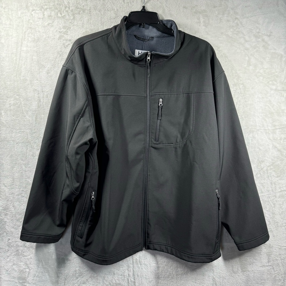 HB Mens Utility Jacket Sz 2XL Black Polyester Spandex Full Zip Pockets Lined